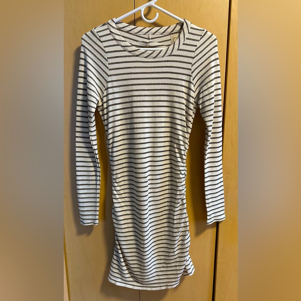 Chaser Striped Long Sleeve Bodycon Dress with Cut-Out on Back  - NWT